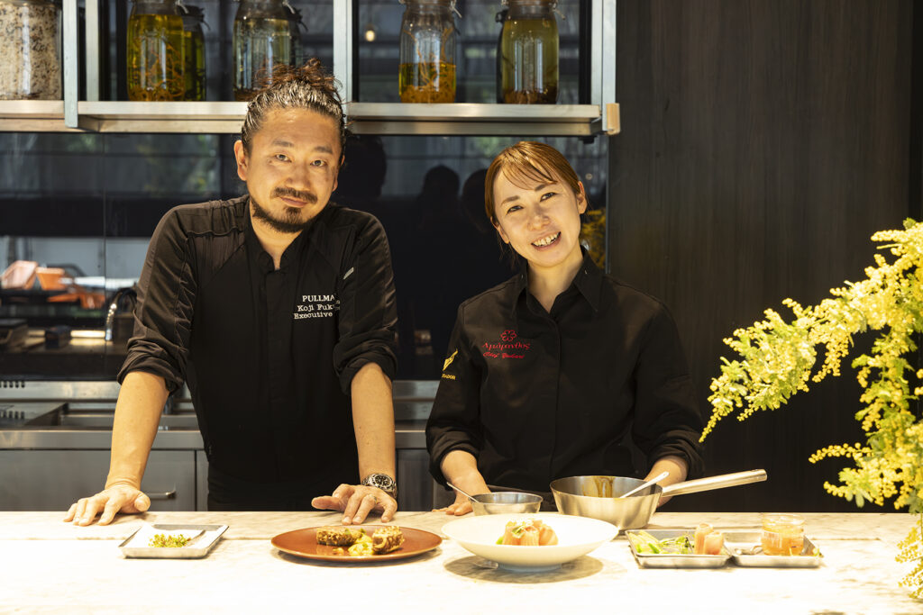 「プルマン東京田町」総料理長の福田浩二シェフと「アマラントス」の宮島由香里シェフ