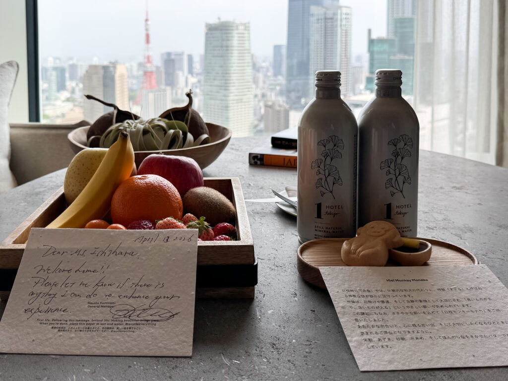 1 Hotel Tokyo 客室 ウェルカムアメニティ