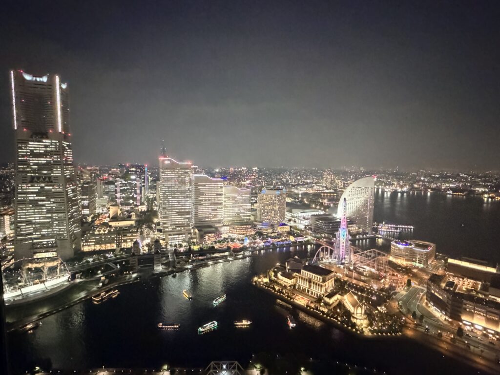 ベランダで夜風に吹かれながら夜景観賞
