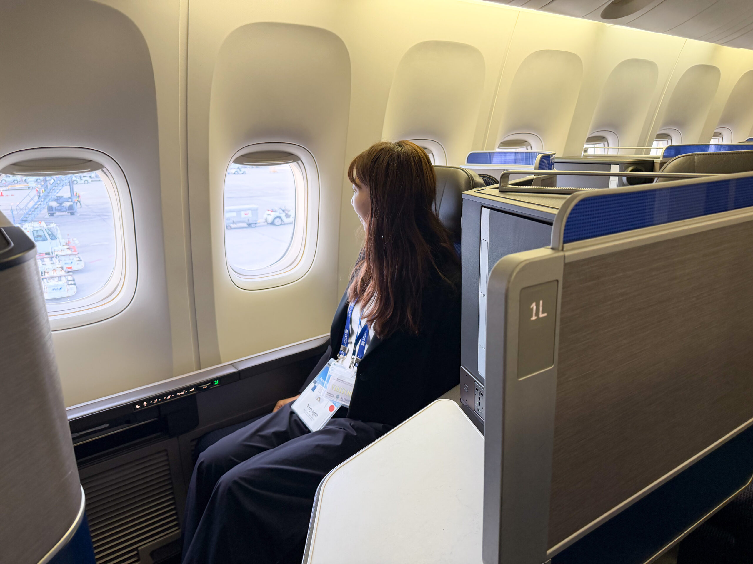 ユナイテッド航空　メディア向け発表会　機内　ビジネスクラス　1L
